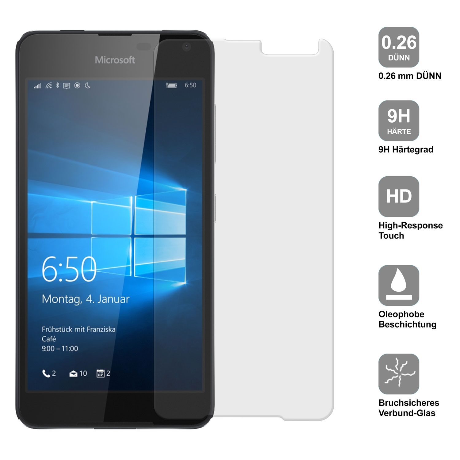 Panzer Schutz Folie für Microsoft Lumia 650 Displayglas